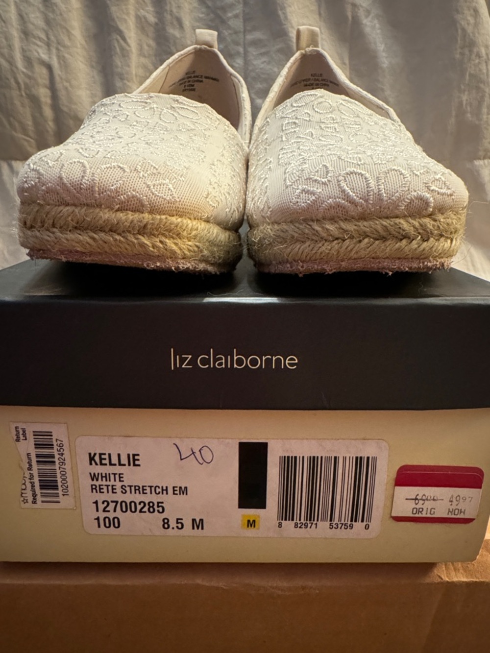 Vintage Liz Claiborne Lace Slip-on Espadrille Wedges - Picture 2 of 10